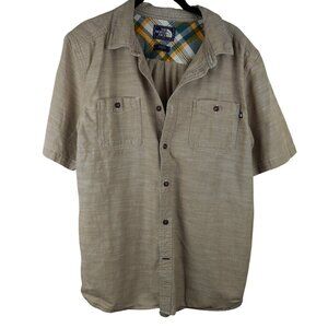 The North Face Mens Short Sleeve Button-Up Shirt Size L Beige